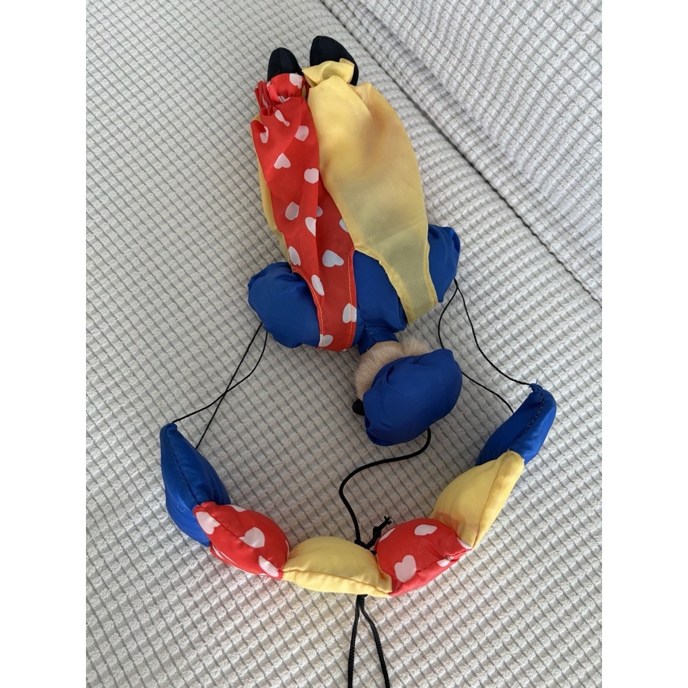 Vintage Happy Clown with Hanging Parachute Purple Yellow Red Heart Print Toy - Picture 8 of 9